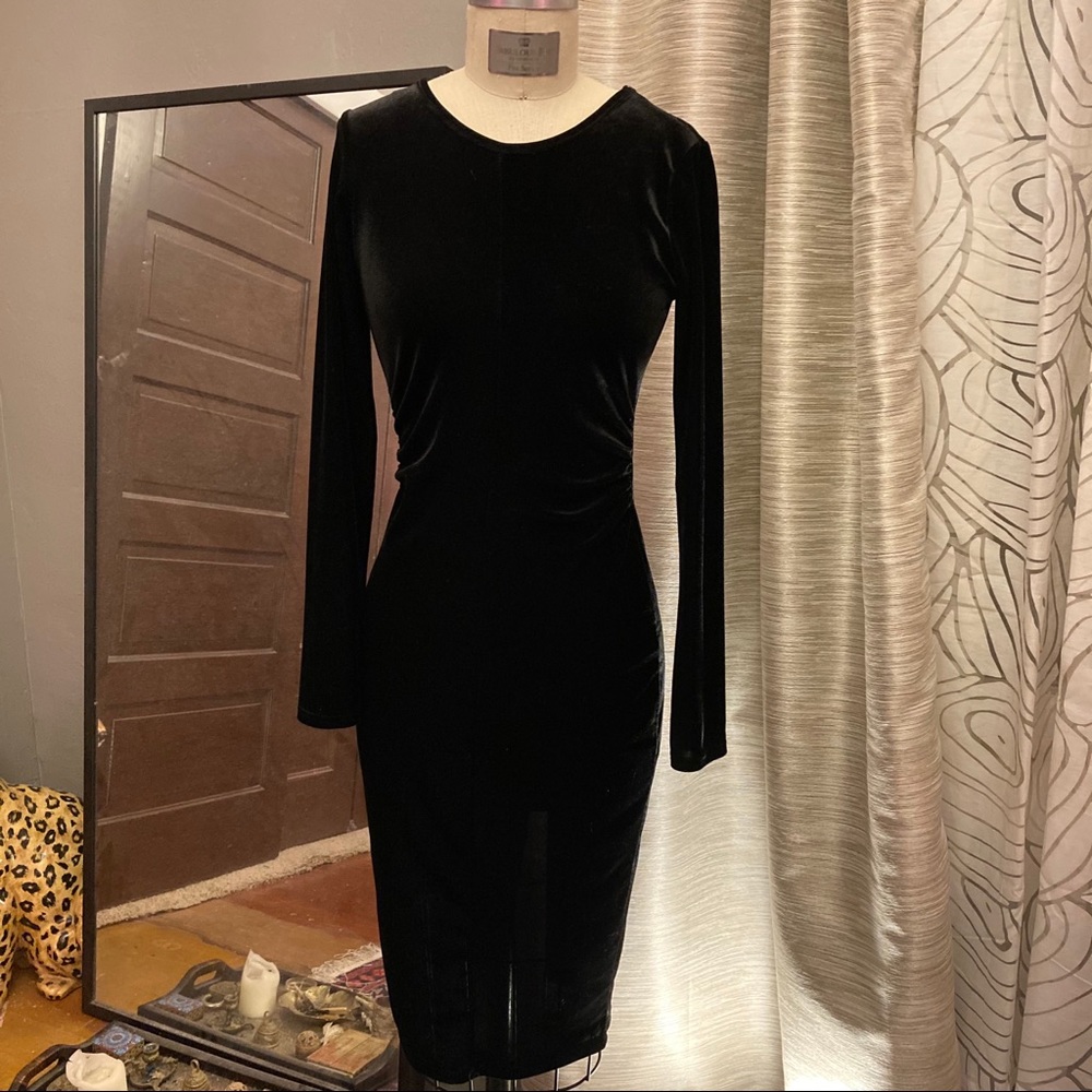 Long Sleeve Velvet Party Dress